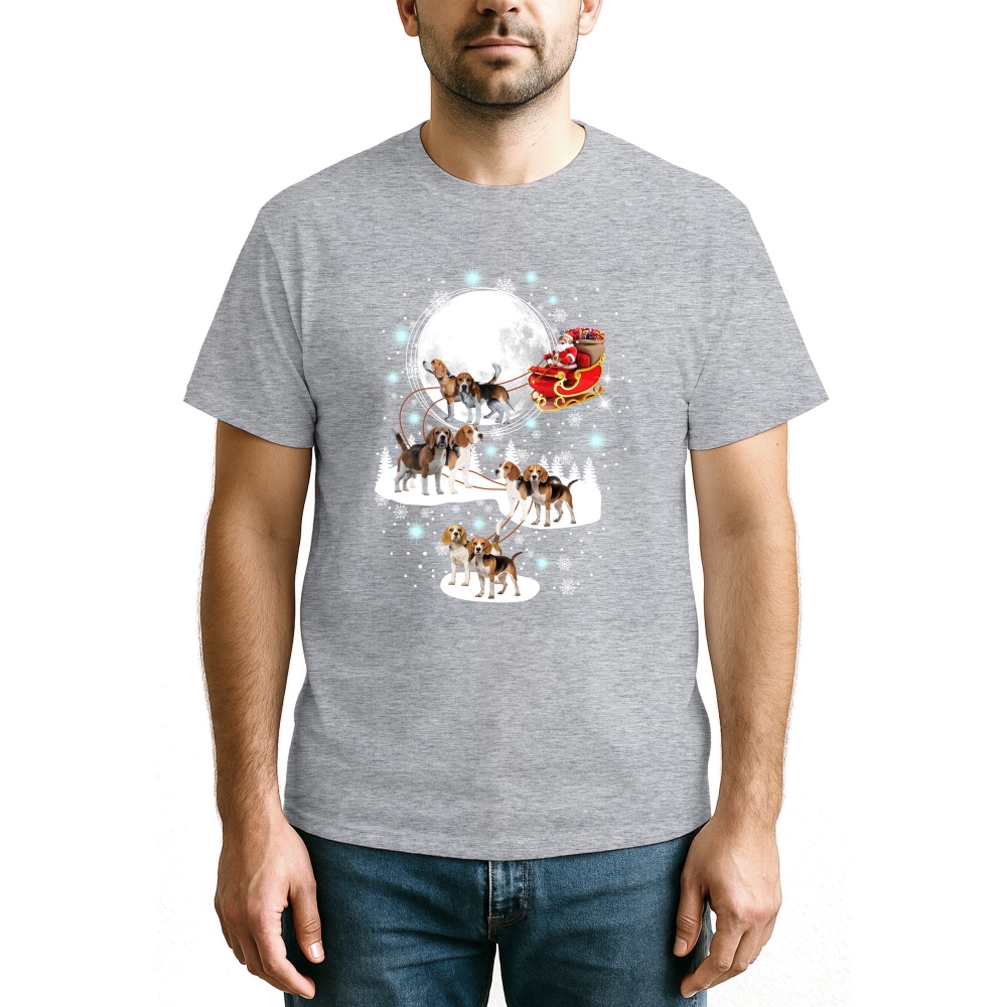 Beagle Christmas Shirts Santa Riding Beagles Reindeer Xmas Gift