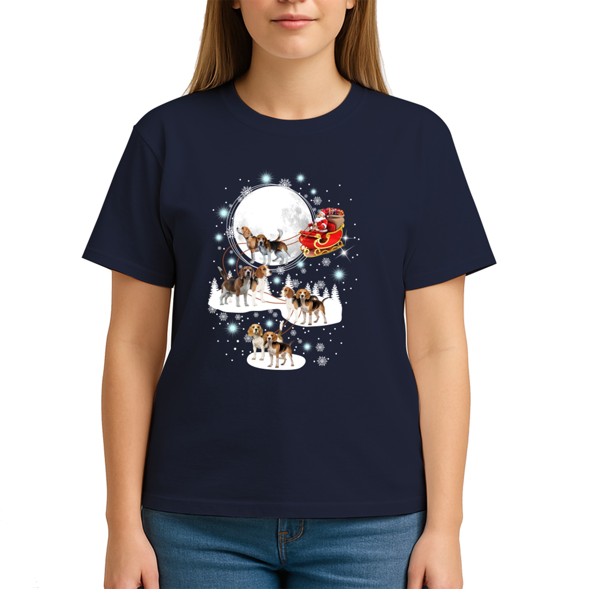 Beagle Christmas Shirts Santa Riding Beagles Reindeer Xmas Gift