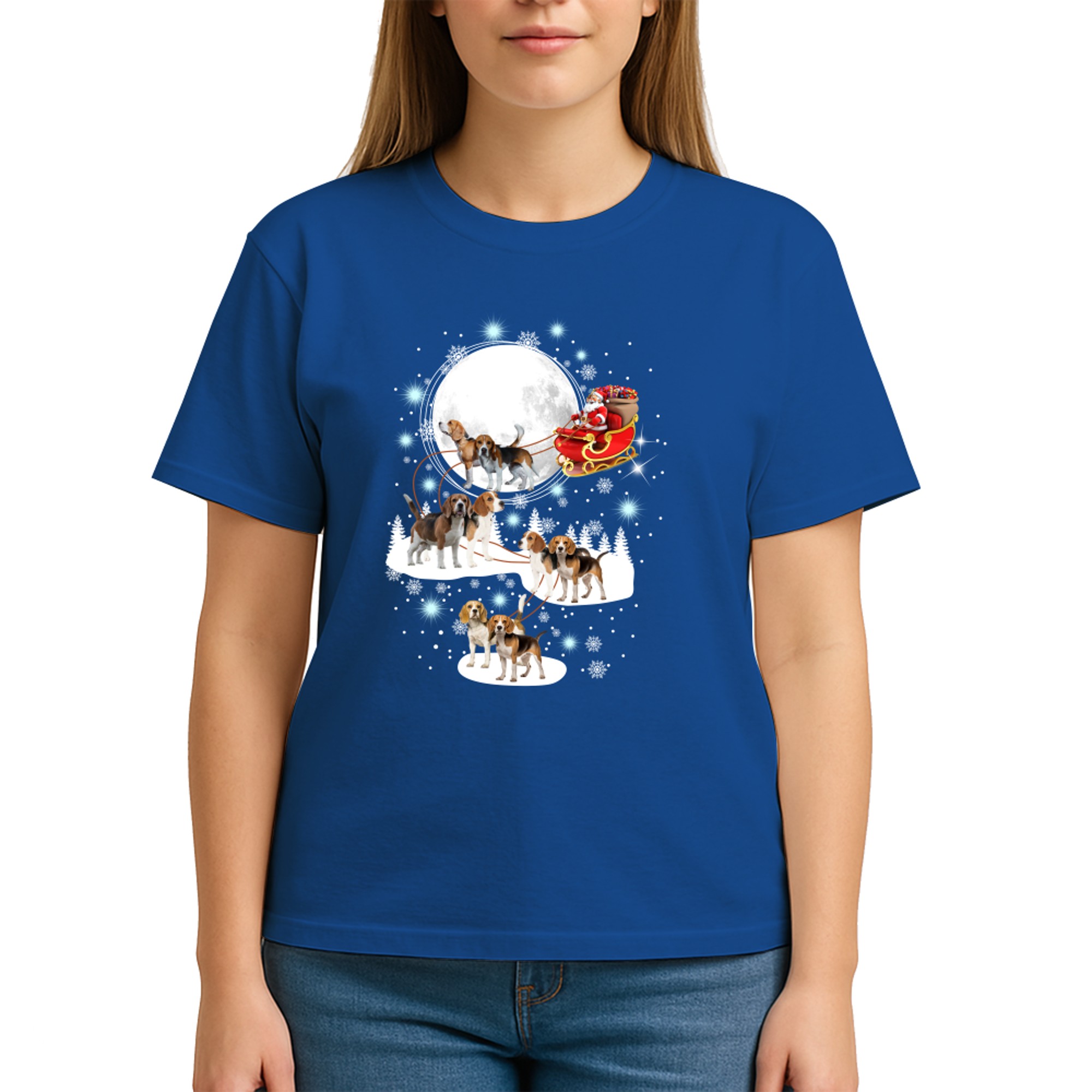 Beagle Christmas Shirts Santa Riding Beagles Reindeer Xmas Gift