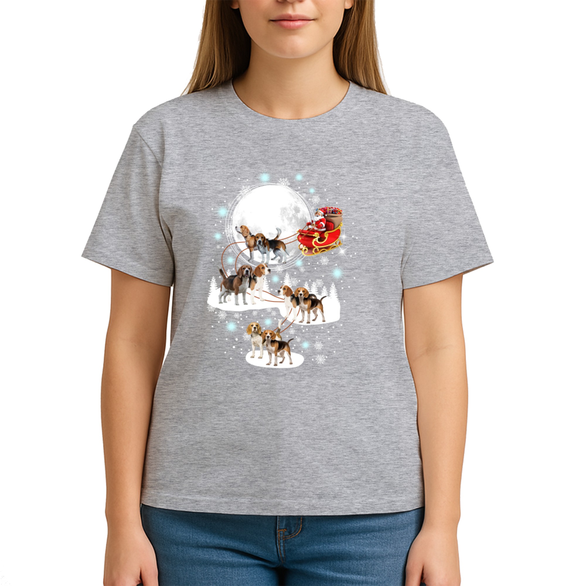 Beagle Christmas Shirts Santa Riding Beagles Reindeer Xmas Gift