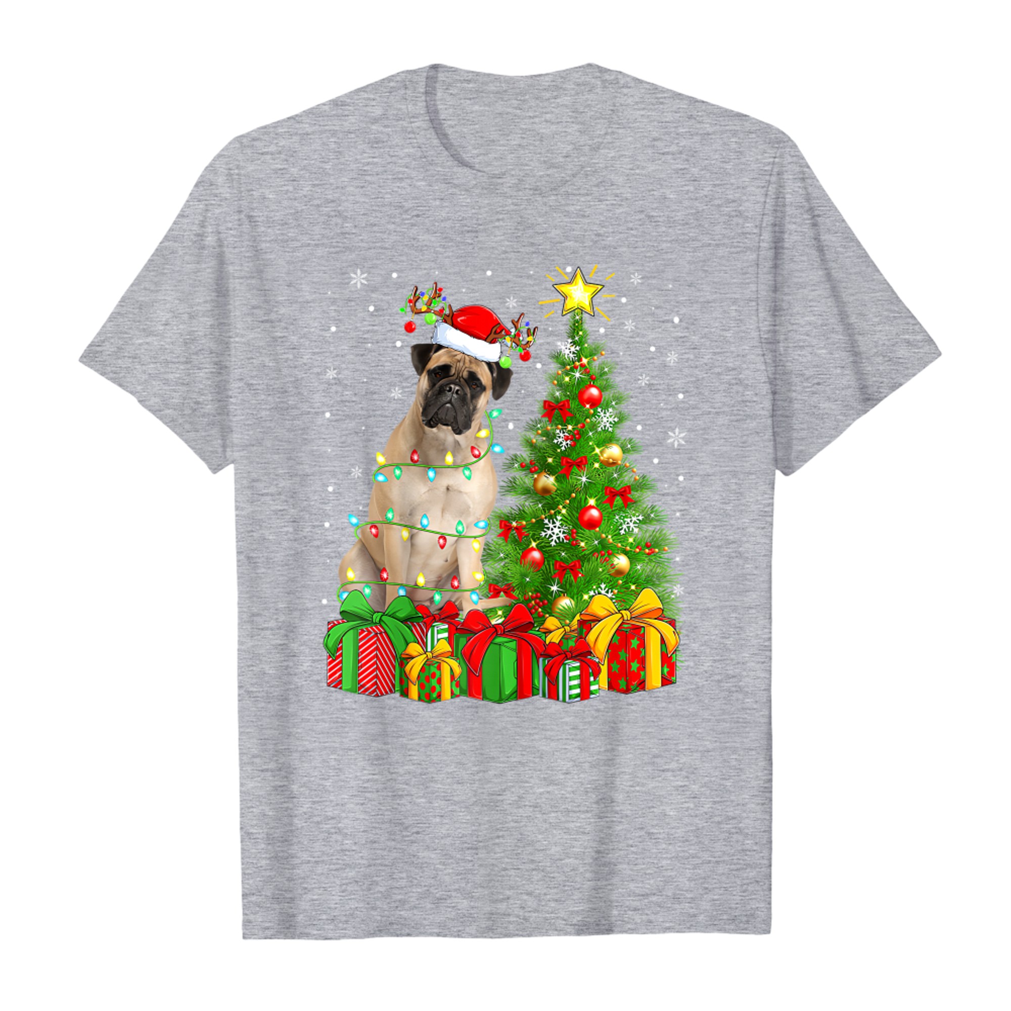 Bullmastiff Lighting Xmas Tree Santa Bullmastiff Christmas