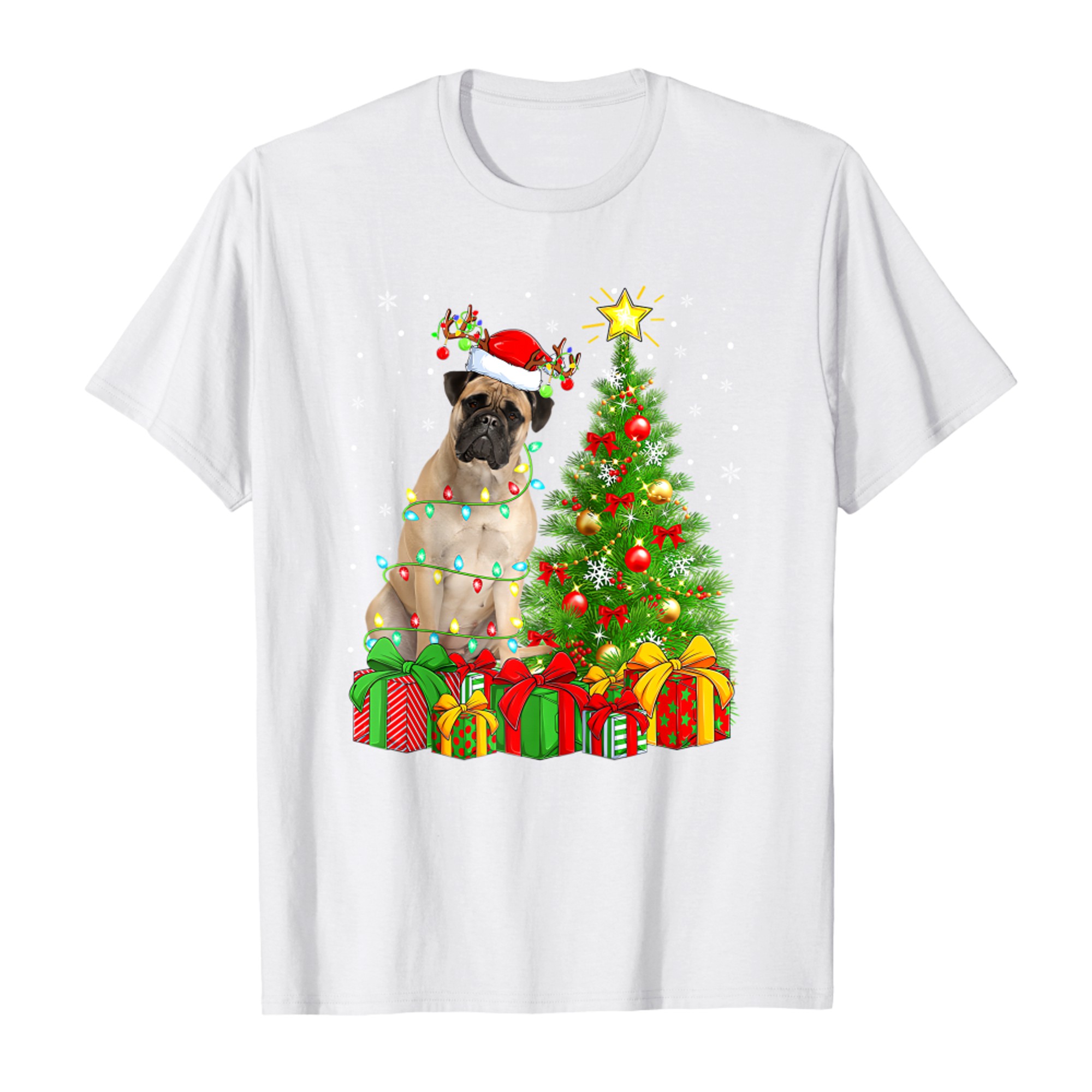 Bullmastiff Lighting Xmas Tree Santa Bullmastiff Christmas