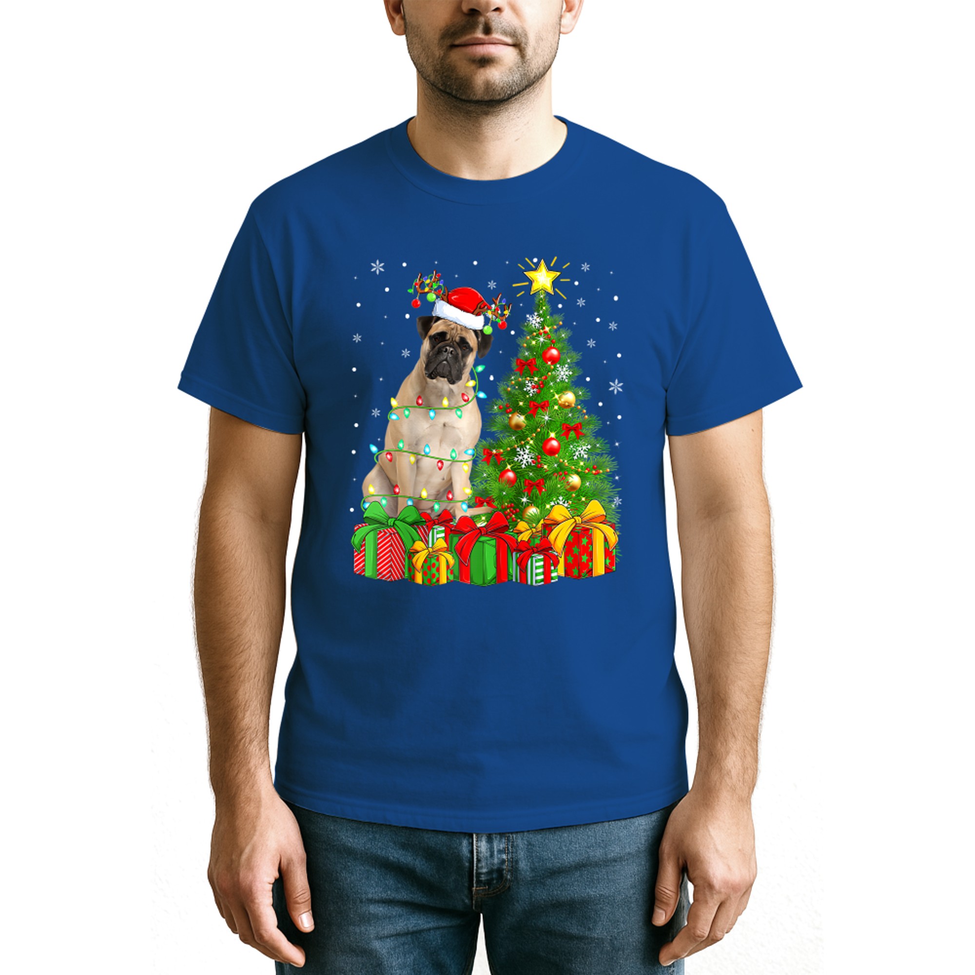 Bullmastiff Lighting Xmas Tree Santa Bullmastiff Christmas