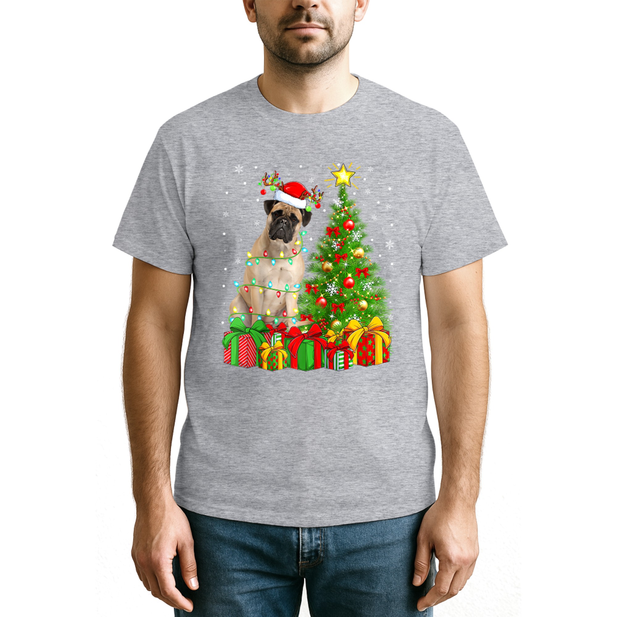 Bullmastiff Lighting Xmas Tree Santa Bullmastiff Christmas