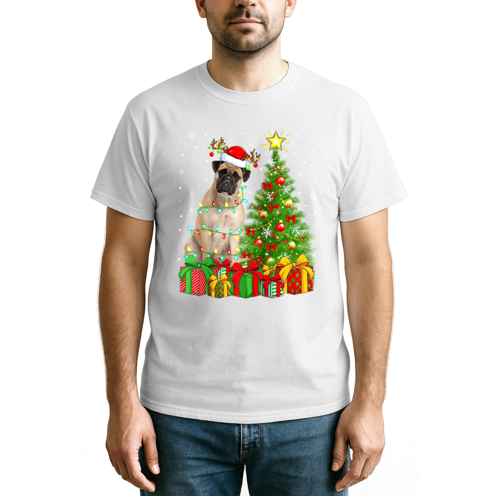 Bullmastiff Lighting Xmas Tree Santa Bullmastiff Christmas