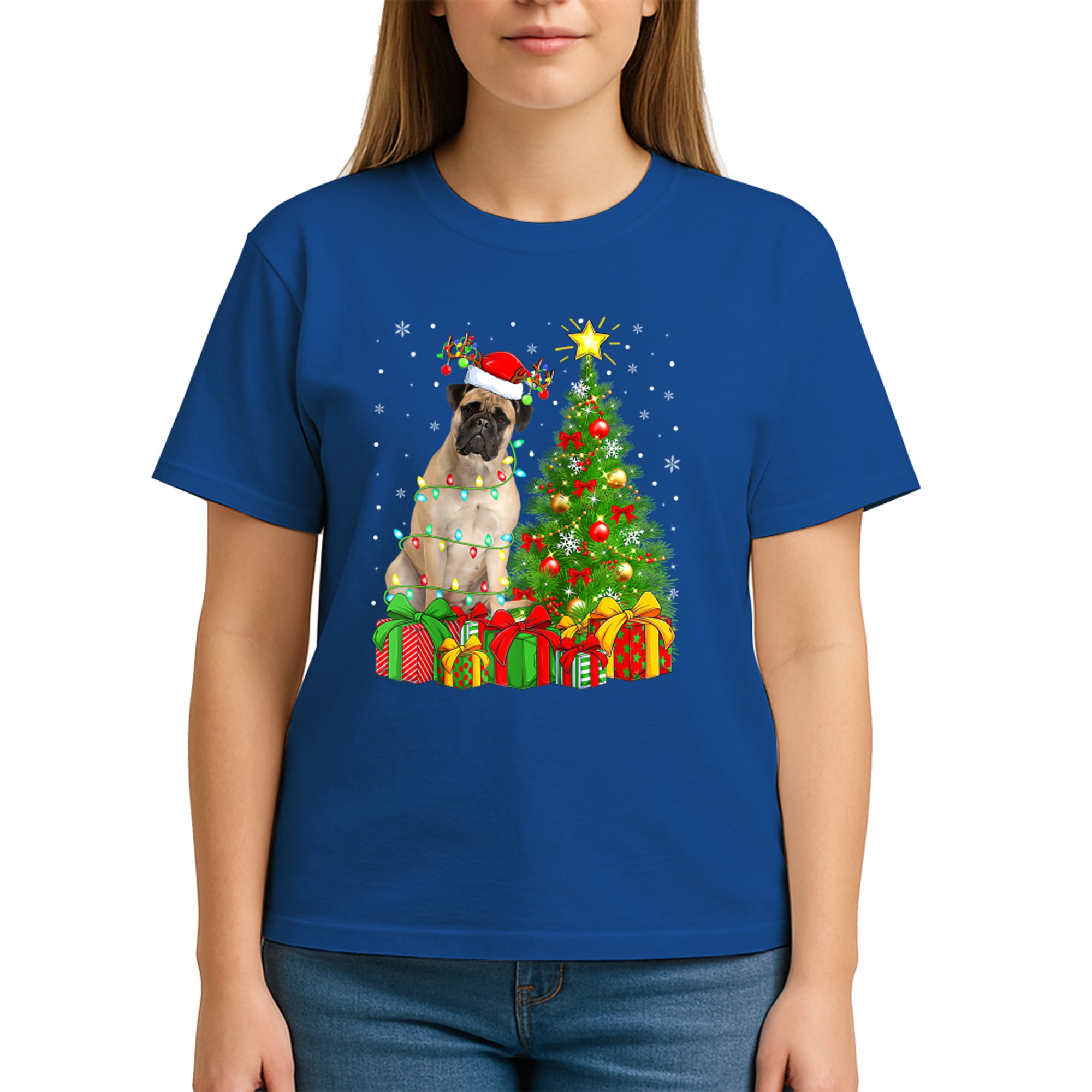 Bullmastiff Lighting Xmas Tree Santa Bullmastiff Christmas