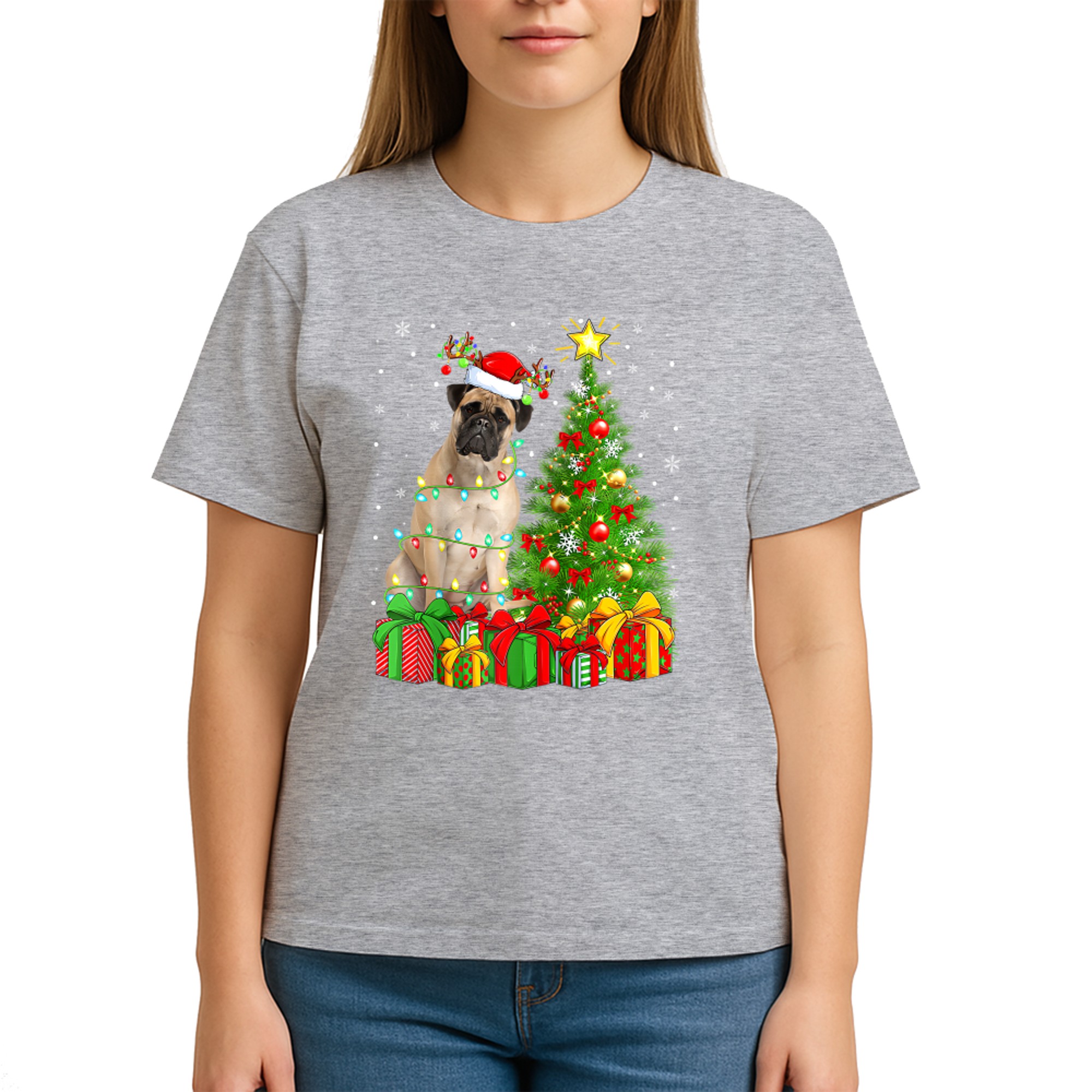 Bullmastiff Lighting Xmas Tree Santa Bullmastiff Christmas