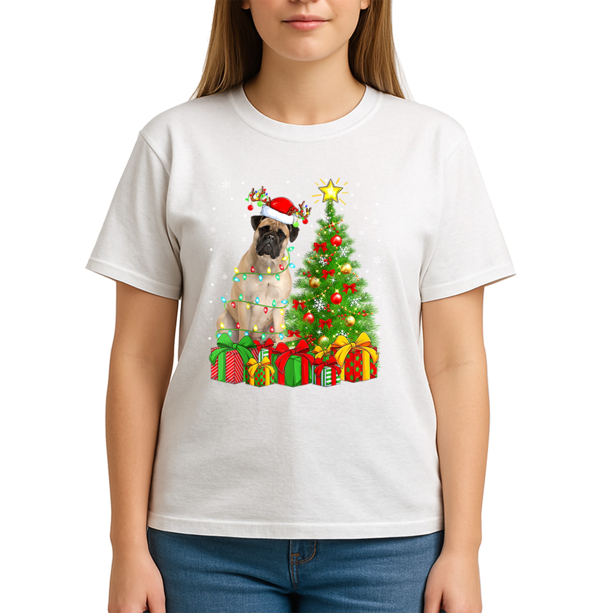 Bullmastiff Lighting Xmas Tree Santa Bullmastiff Christmas