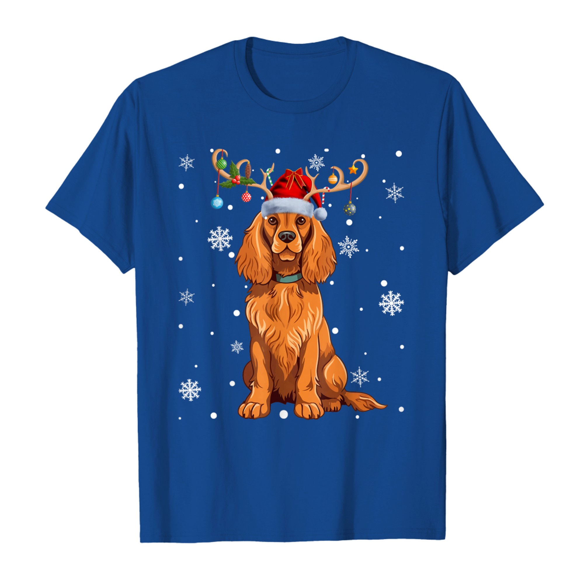 Christmas Balls Light Reindeer Santa Hat Cocker Spaniel Xmas