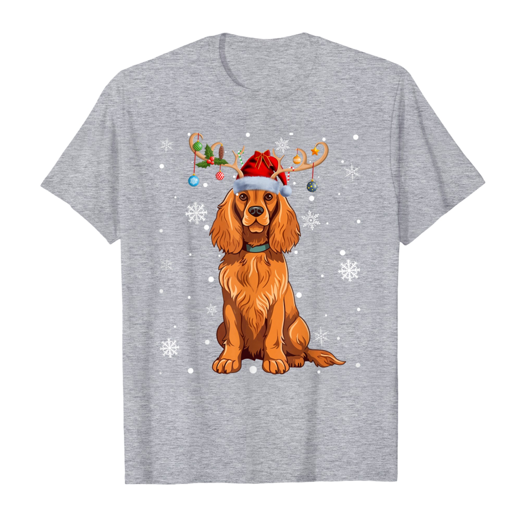 Christmas Balls Light Reindeer Santa Hat Cocker Spaniel Xmas