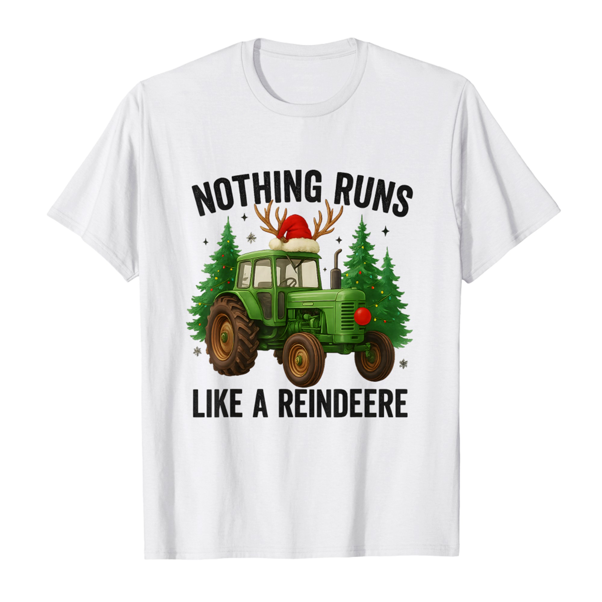 Christmas Tractor Farm Nothing Runs Like A Reindeer Xmas