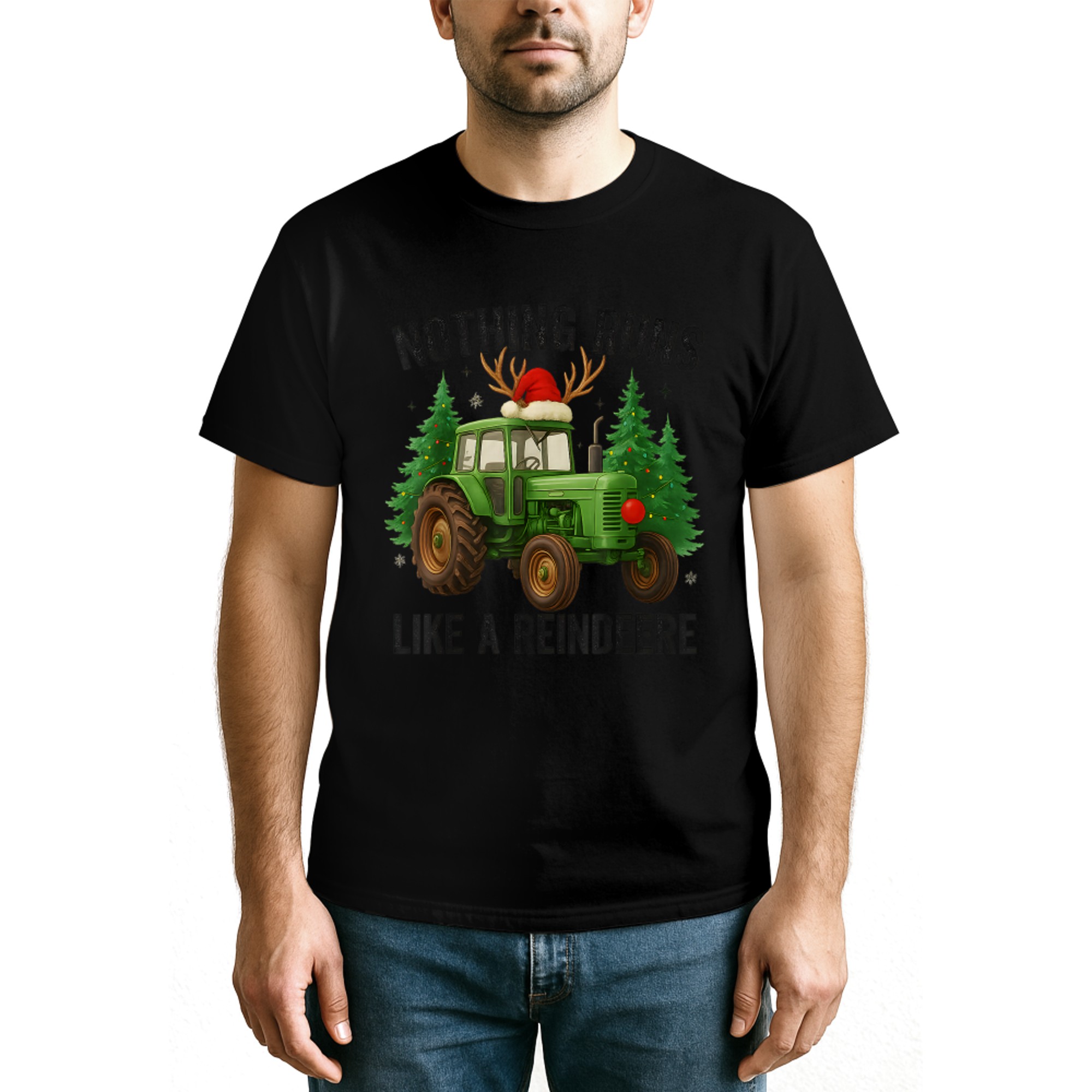 Christmas Tractor Farm Nothing Runs Like A Reindeer Xmas