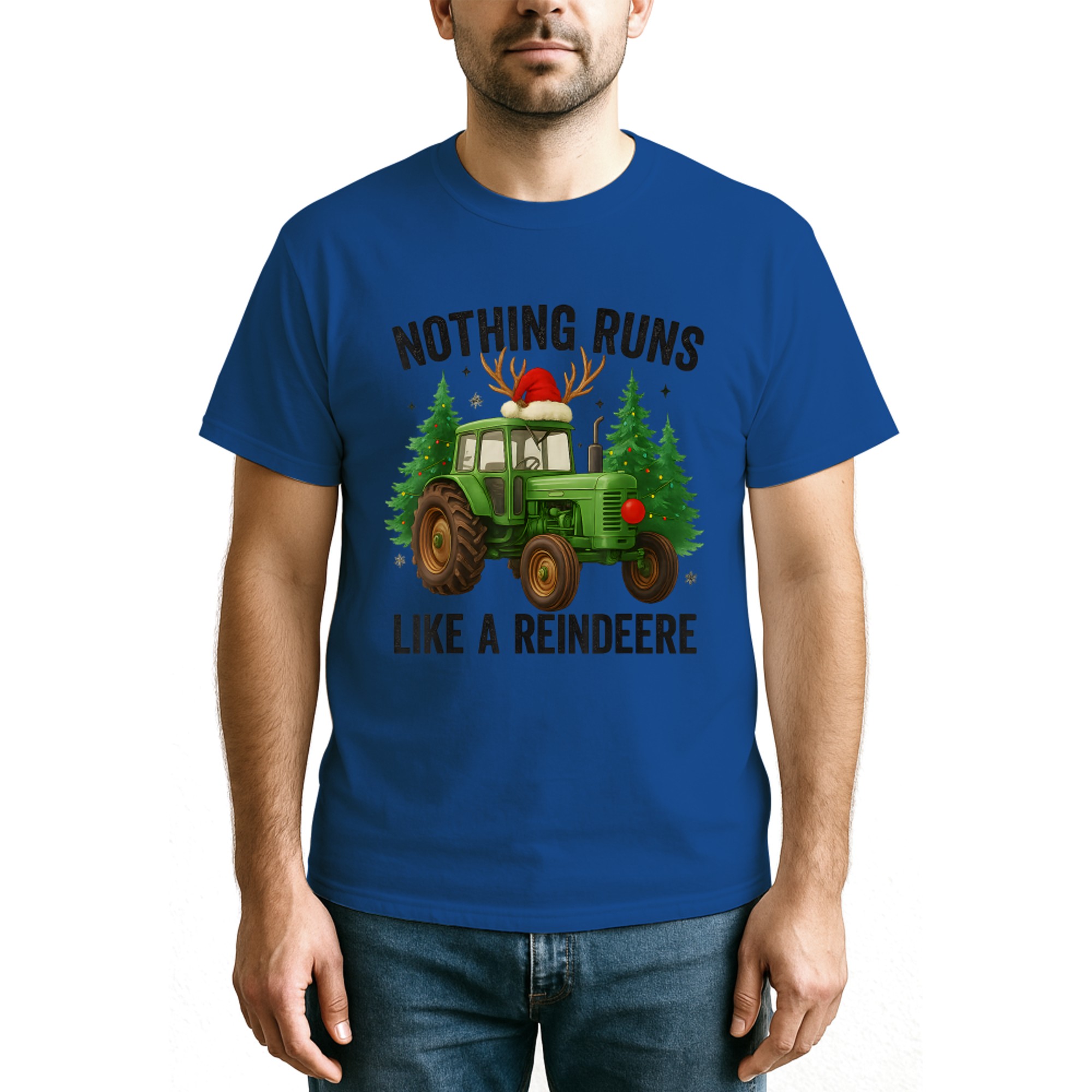 Christmas Tractor Farm Nothing Runs Like A Reindeer Xmas