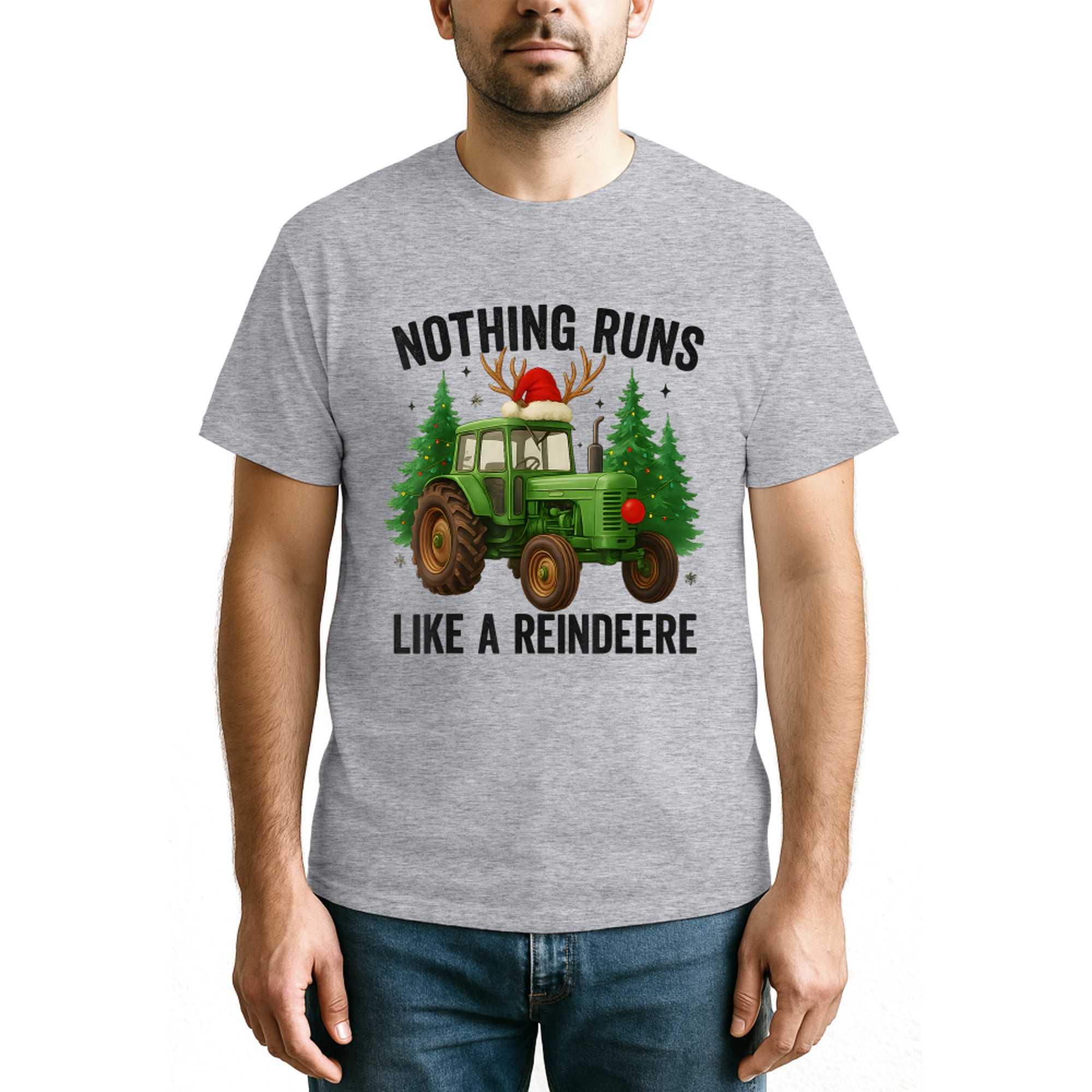 Christmas Tractor Farm Nothing Runs Like A Reindeer Xmas