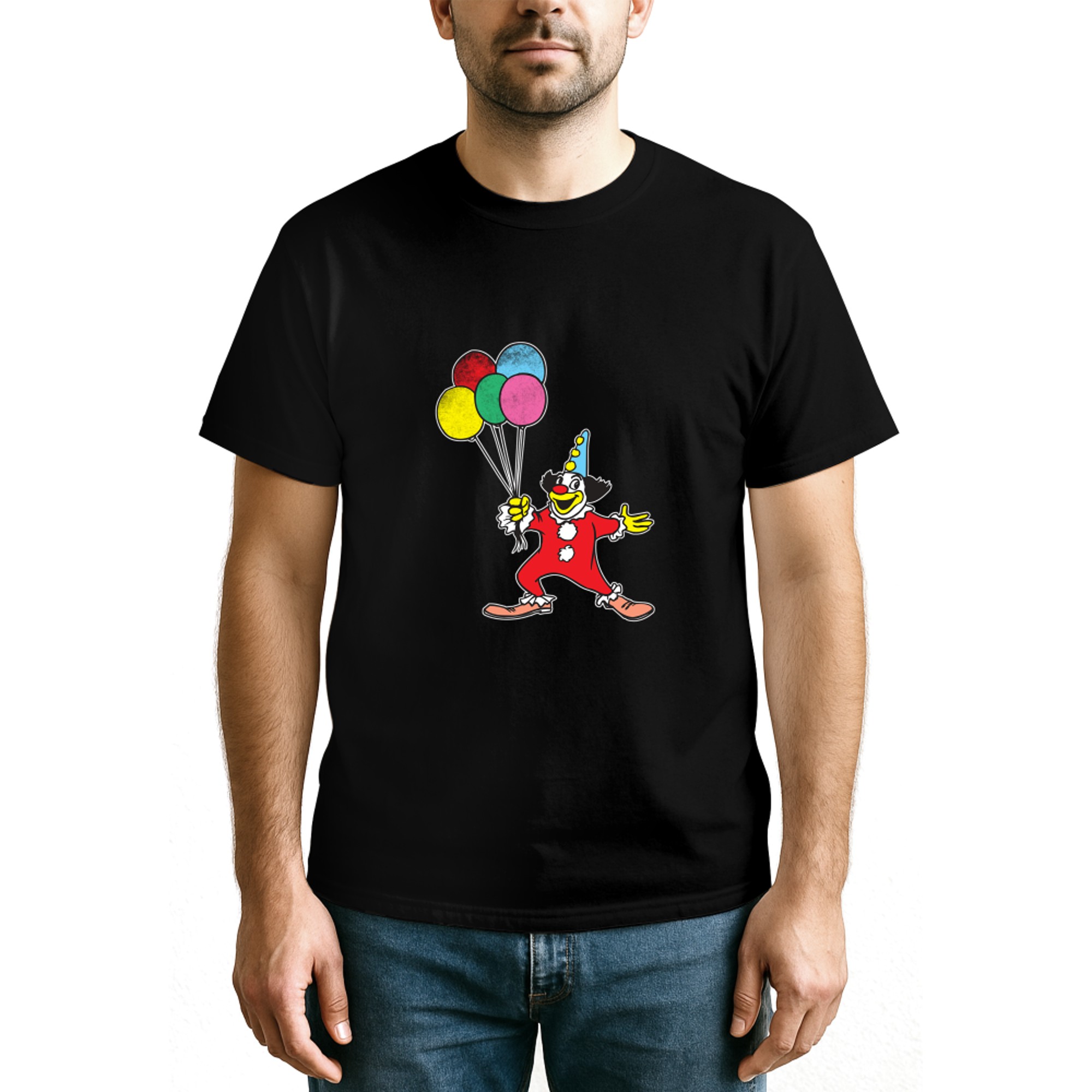 Clown mit Ballon Geburtstag Haloween Party Vintage Design Langarm