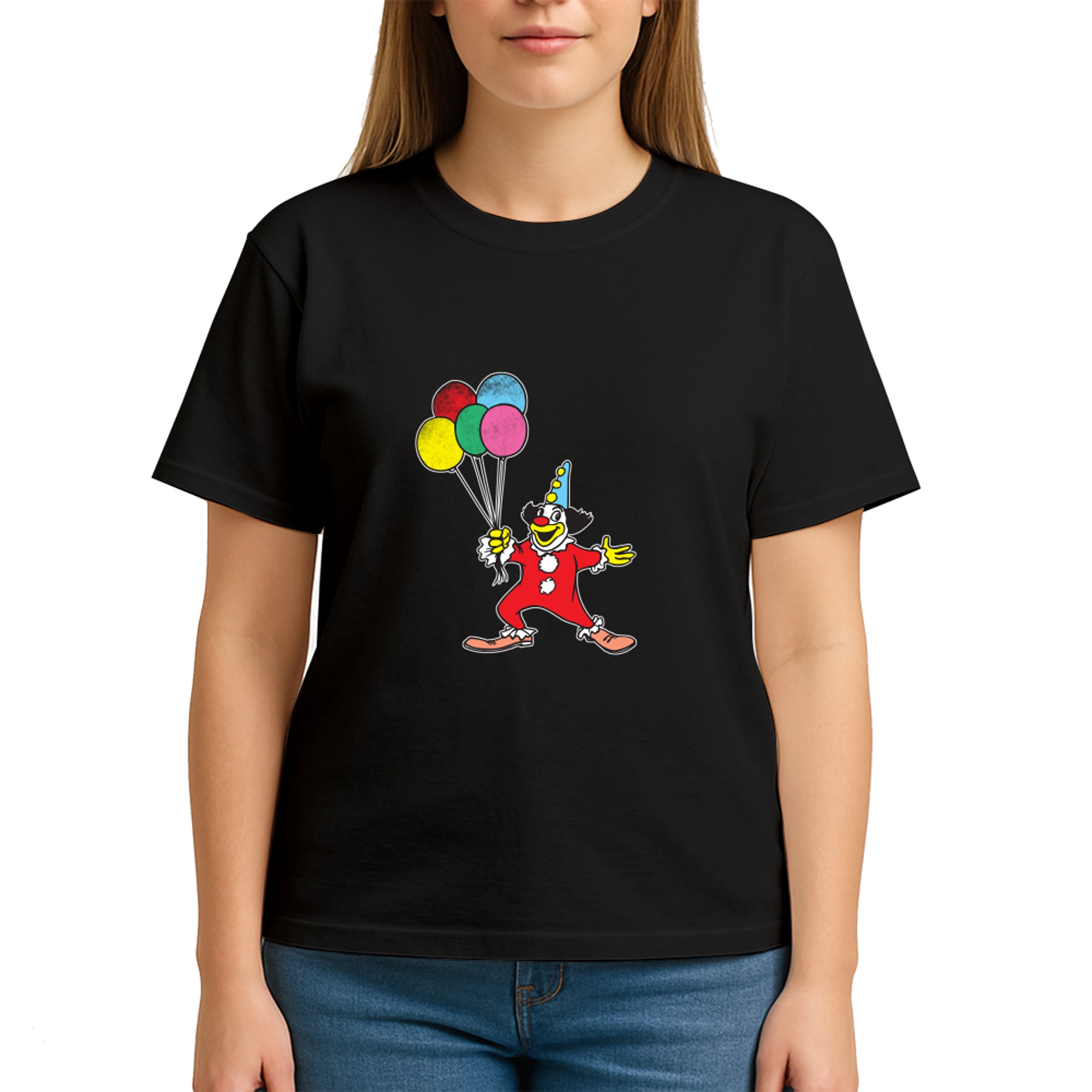 Clown mit Ballon Geburtstag Haloween Party Vintage Design Langarm