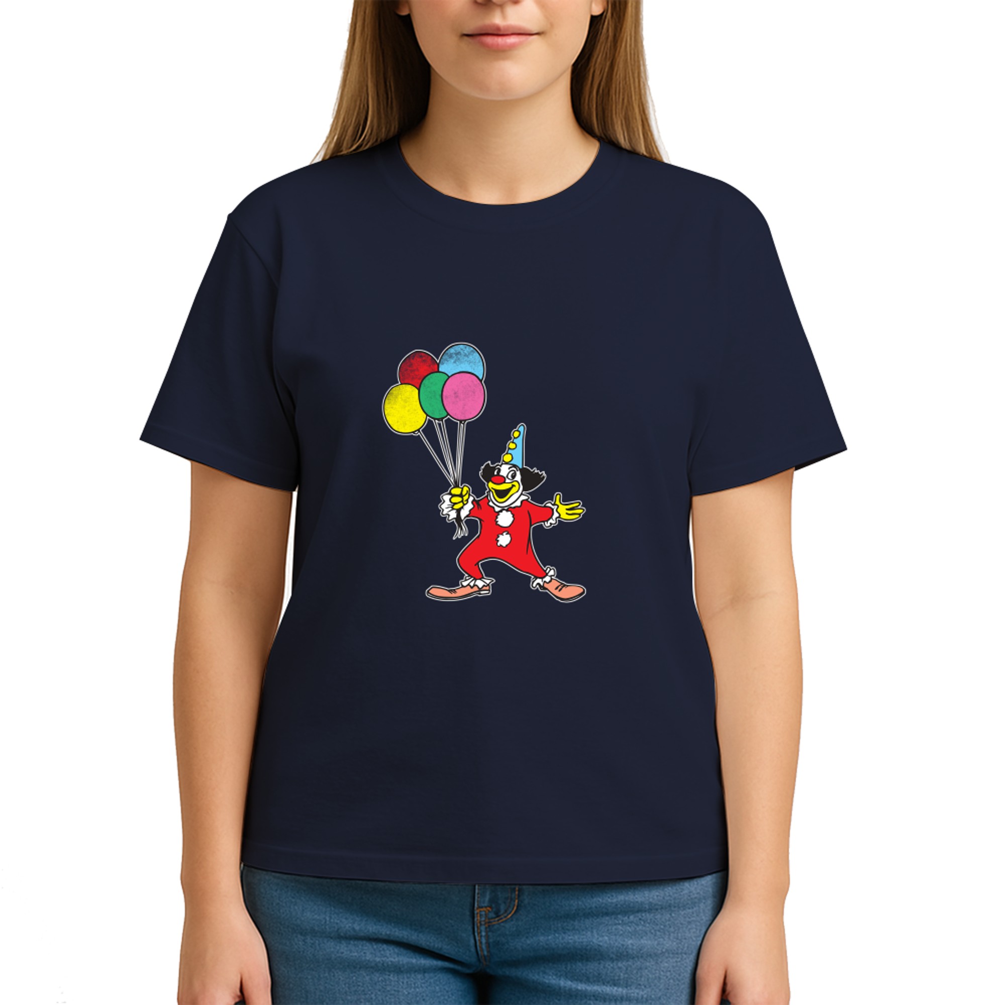 Clown mit Ballon Geburtstag Haloween Party Vintage Design Langarm