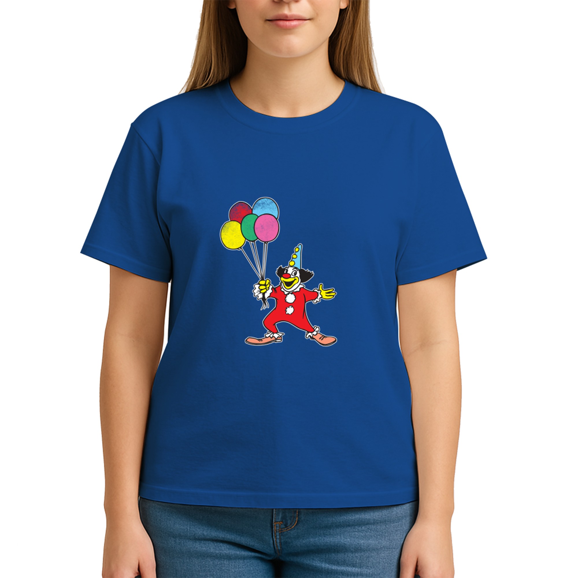 Clown mit Ballon Geburtstag Haloween Party Vintage Design Langarm
