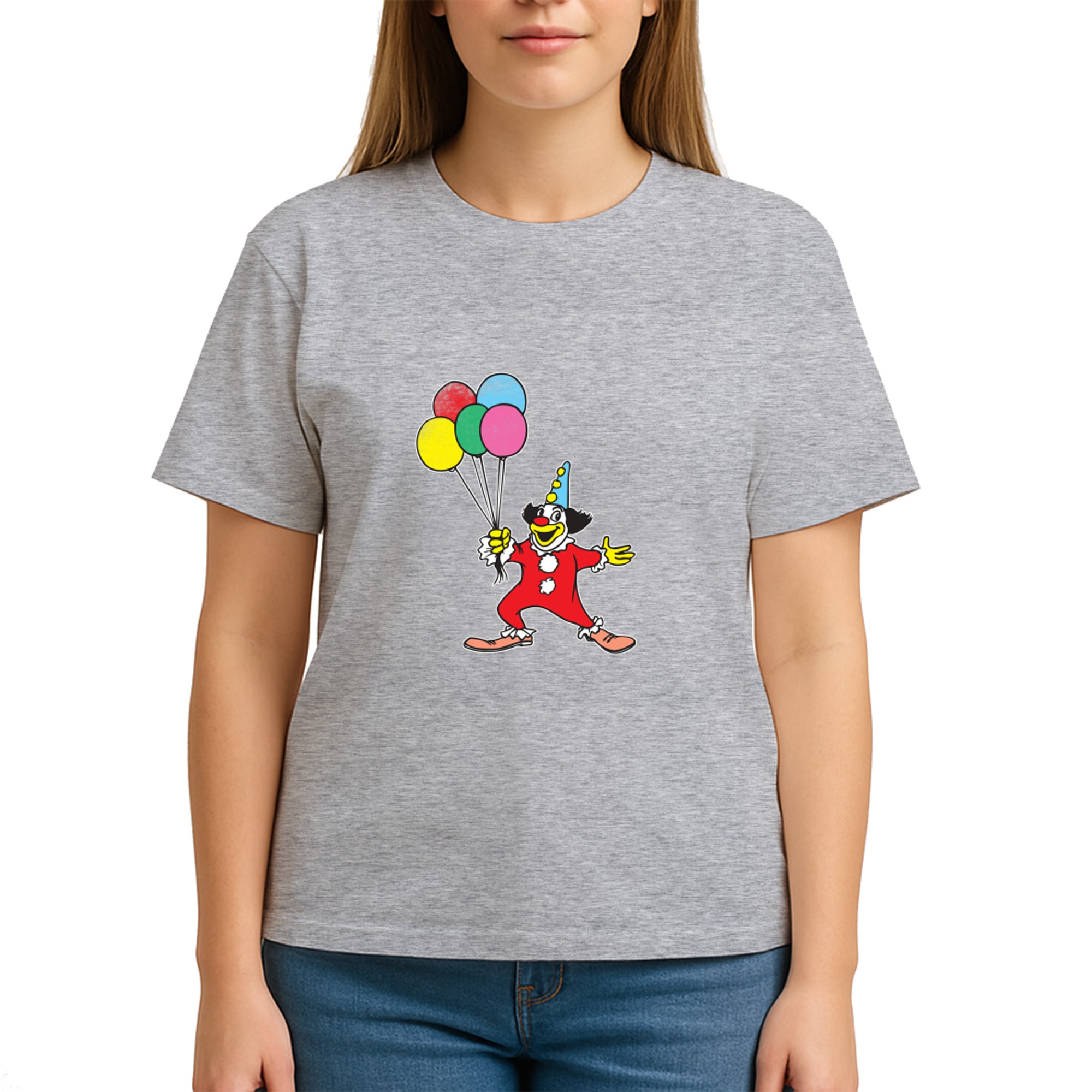 Clown mit Ballon Geburtstag Haloween Party Vintage Design Langarm