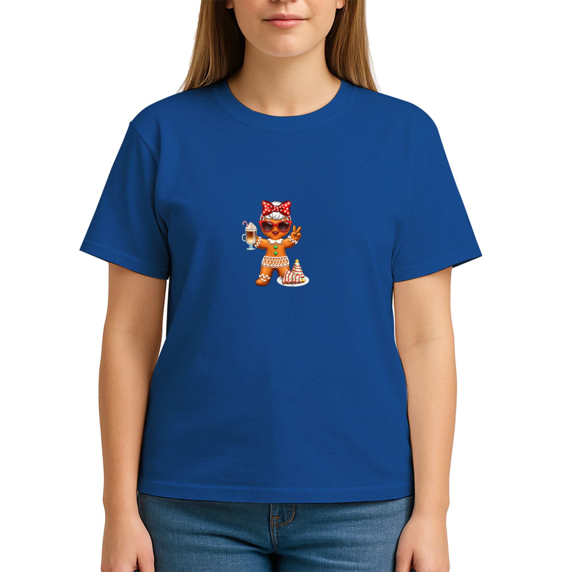 Cute Gingerbread Drinking Coffee Christmas Tree Cake Xmas