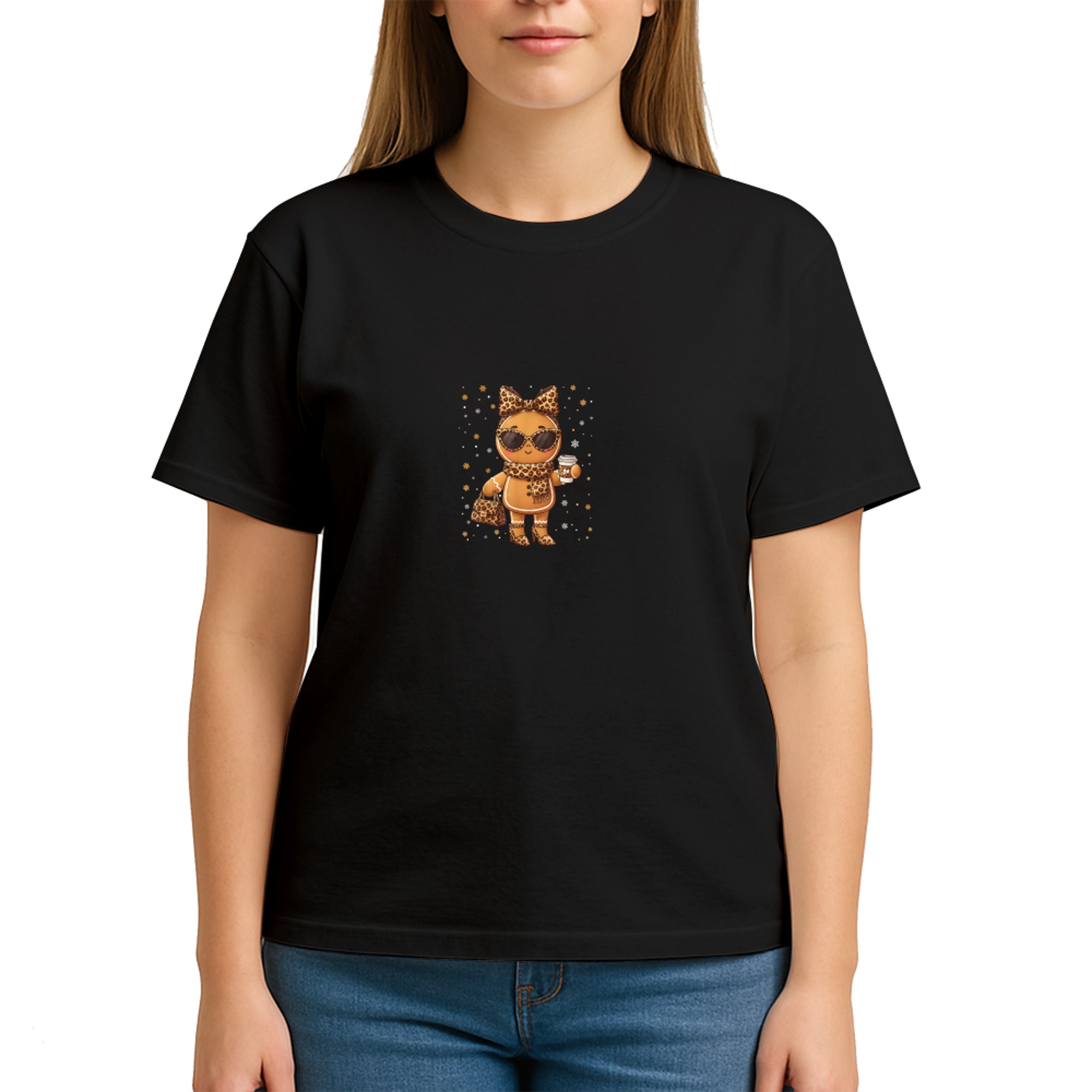 Cute Gingerbread Leopard Christmas Xmas Girl Women