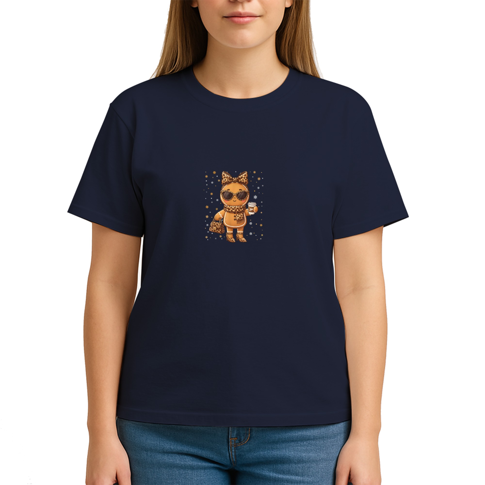 Cute Gingerbread Leopard Christmas Xmas Girl Women