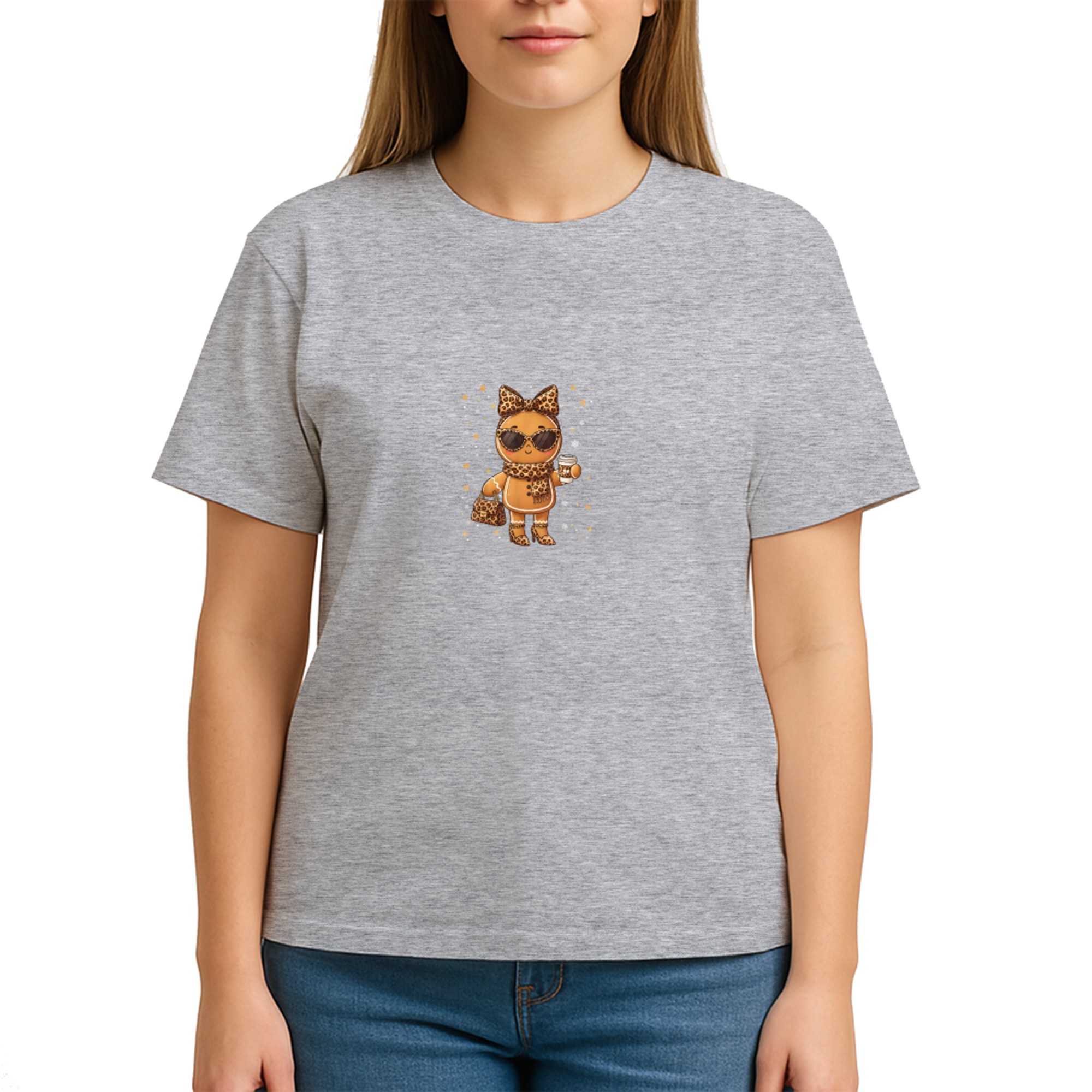 Cute Gingerbread Leopard Christmas Xmas Girl Women