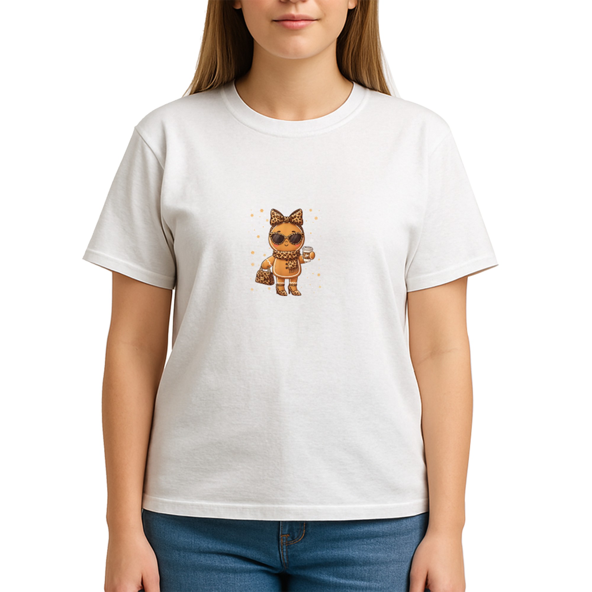 Cute Gingerbread Leopard Christmas Xmas Girl Women