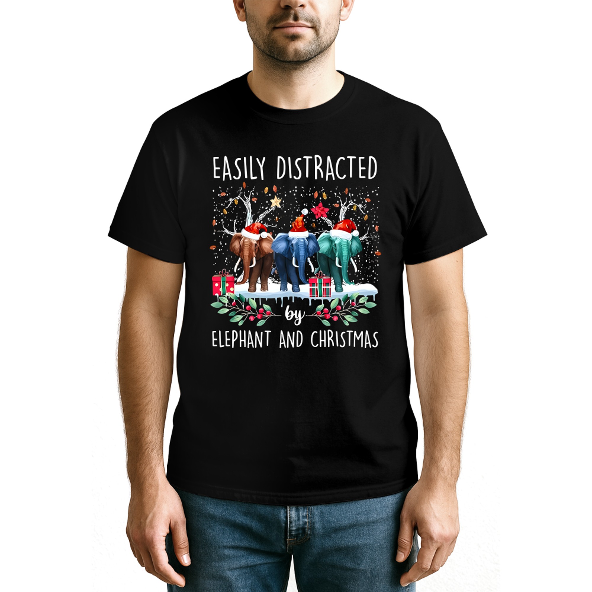 Elephants Easily Distracted by Elephant and Christmas