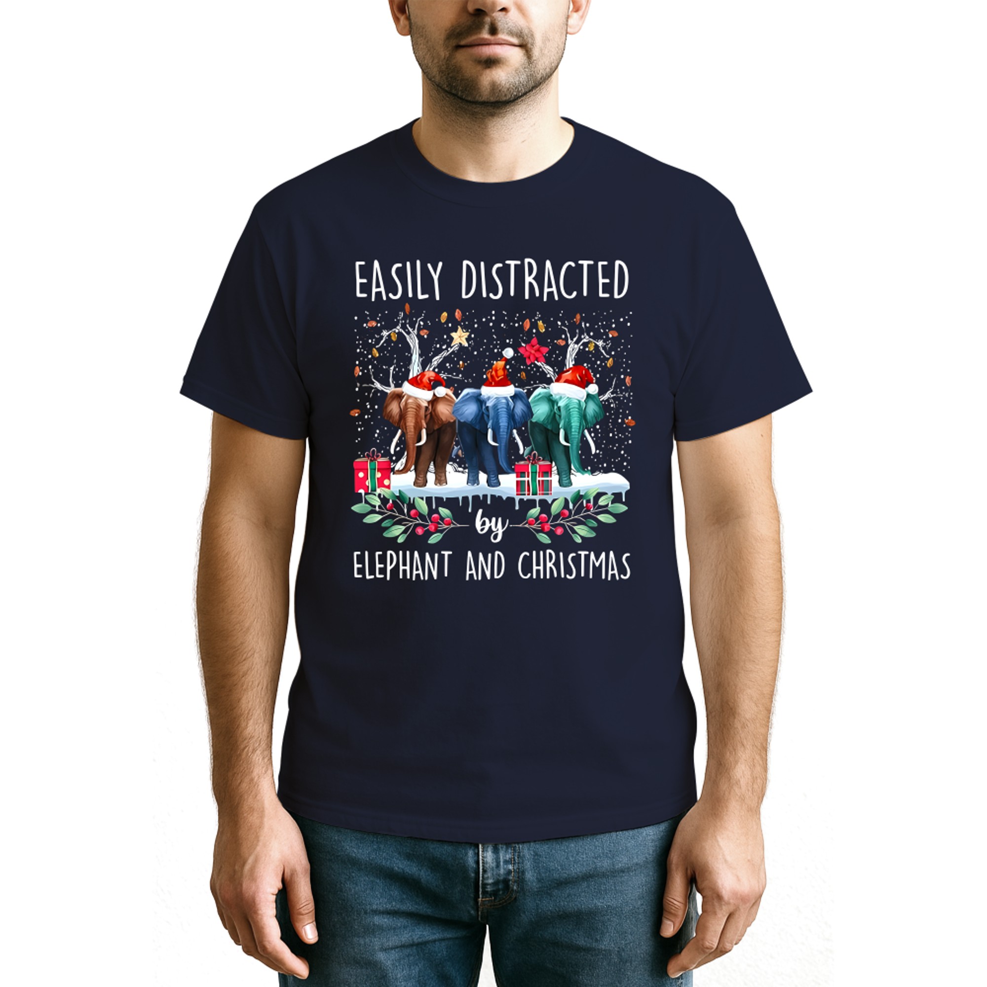 Elephants Easily Distracted by Elephant and Christmas