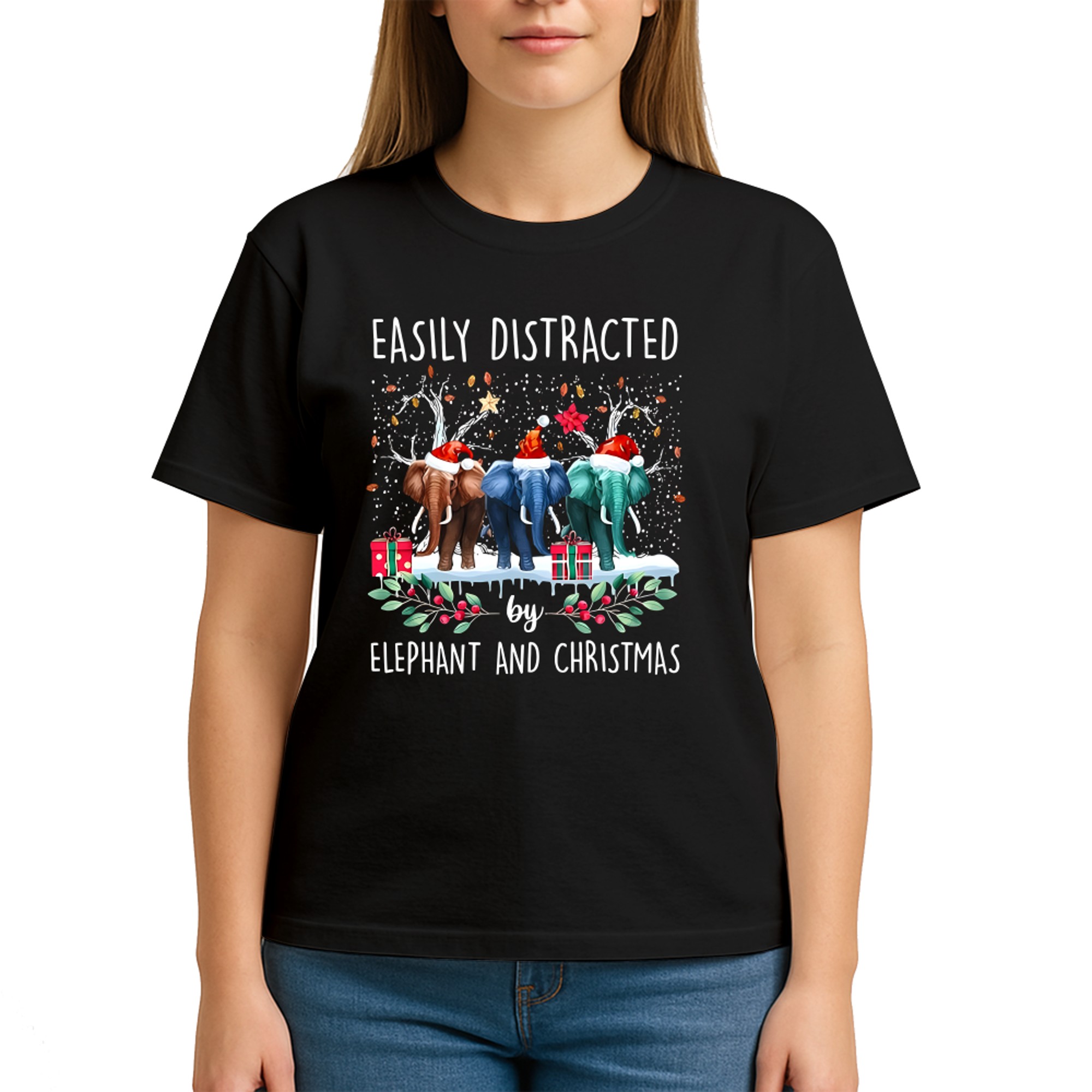 Elephants Easily Distracted by Elephant and Christmas