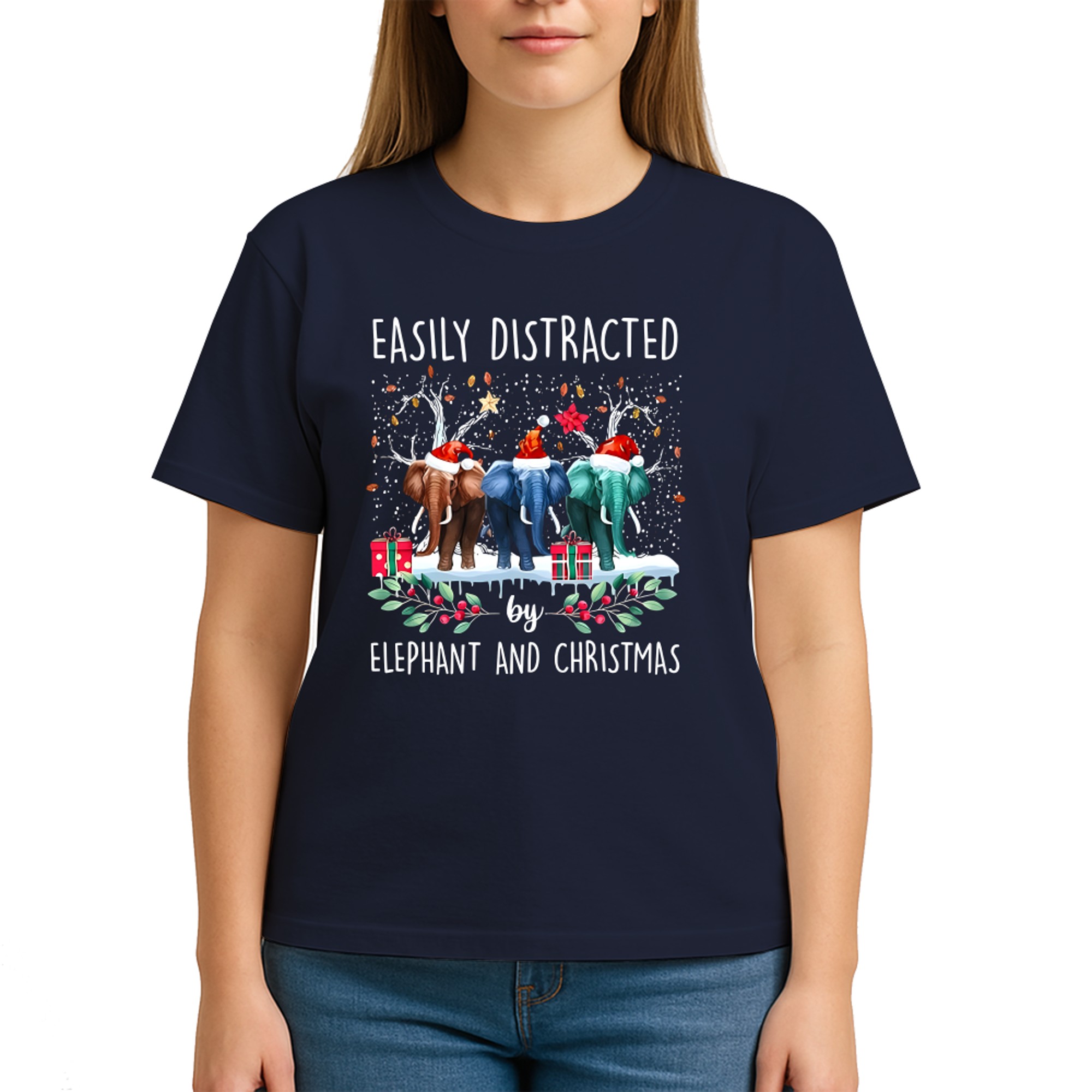 Elephants Easily Distracted by Elephant and Christmas