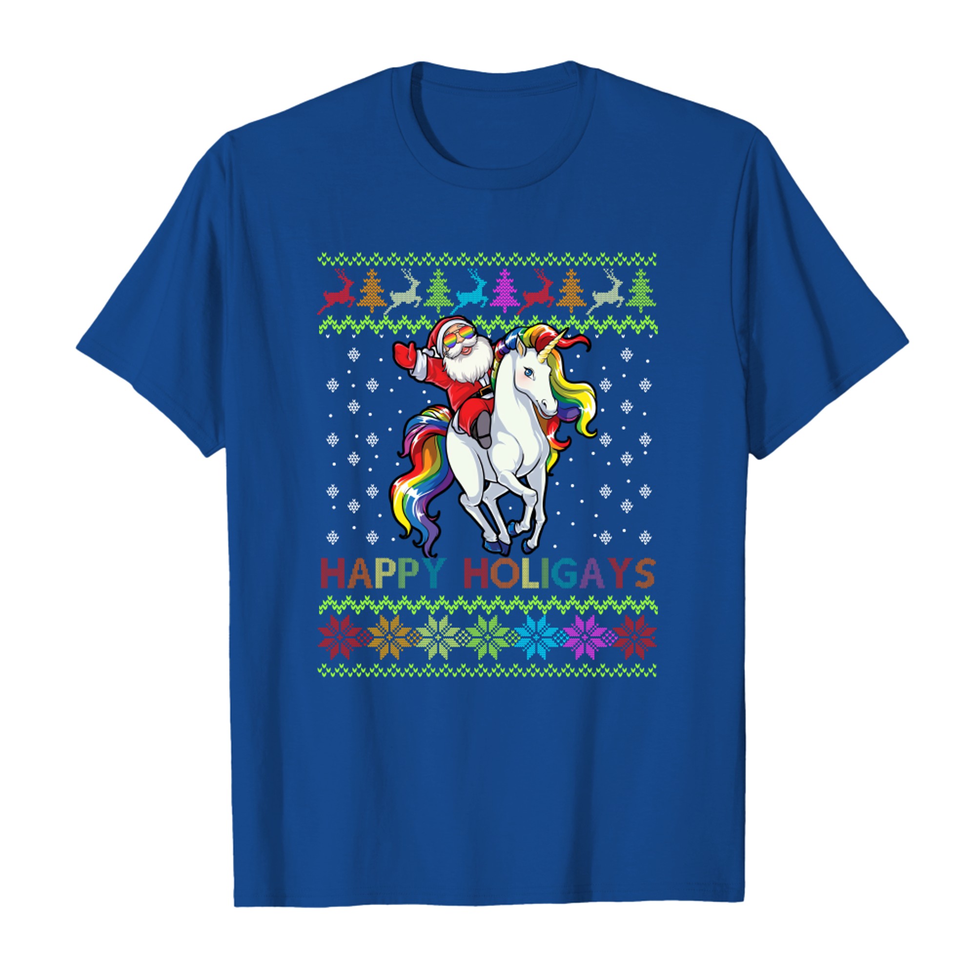 Gay Christmas Pajamas Santa Riding Unicorn Happy Holigays