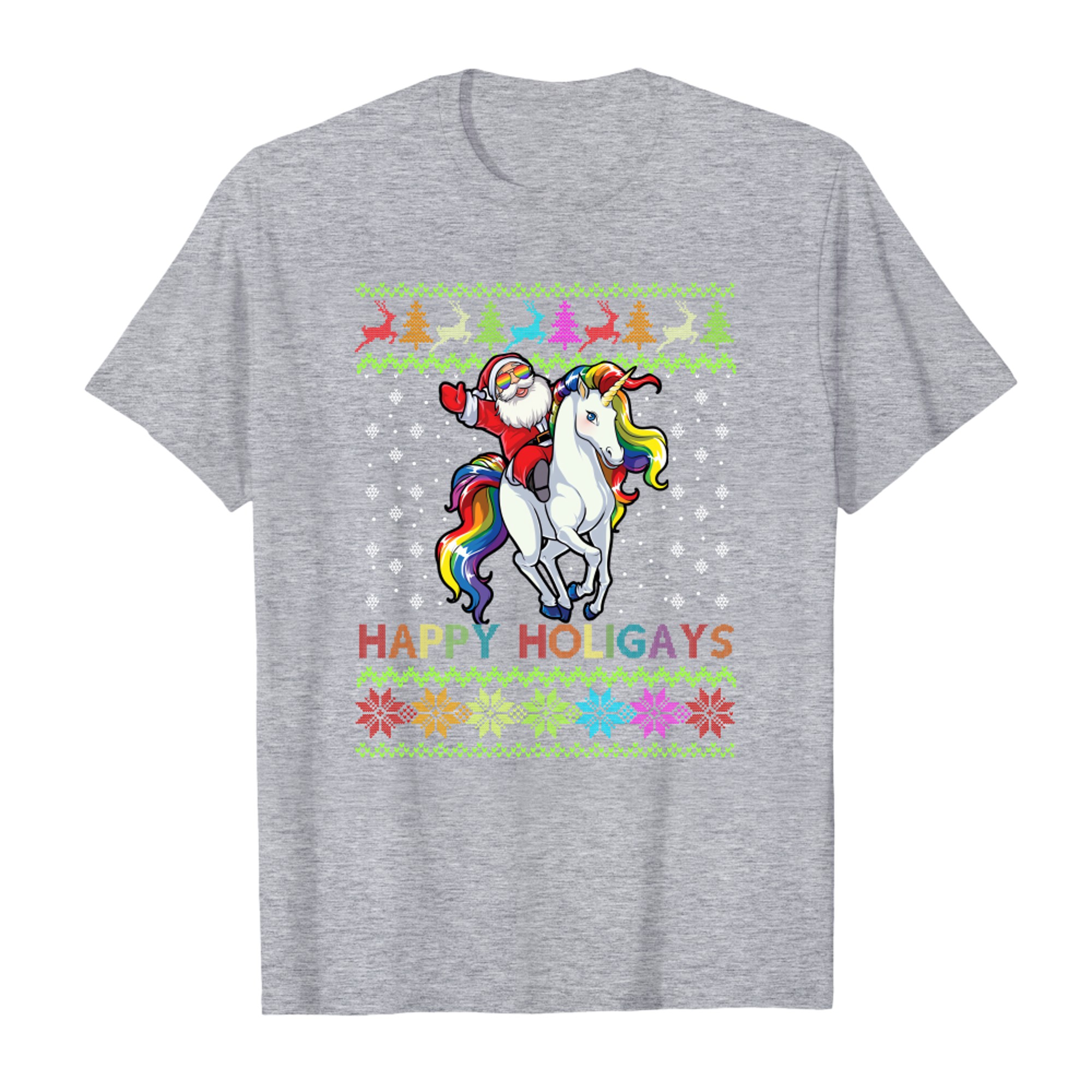 Gay Christmas Pajamas Santa Riding Unicorn Happy Holigays