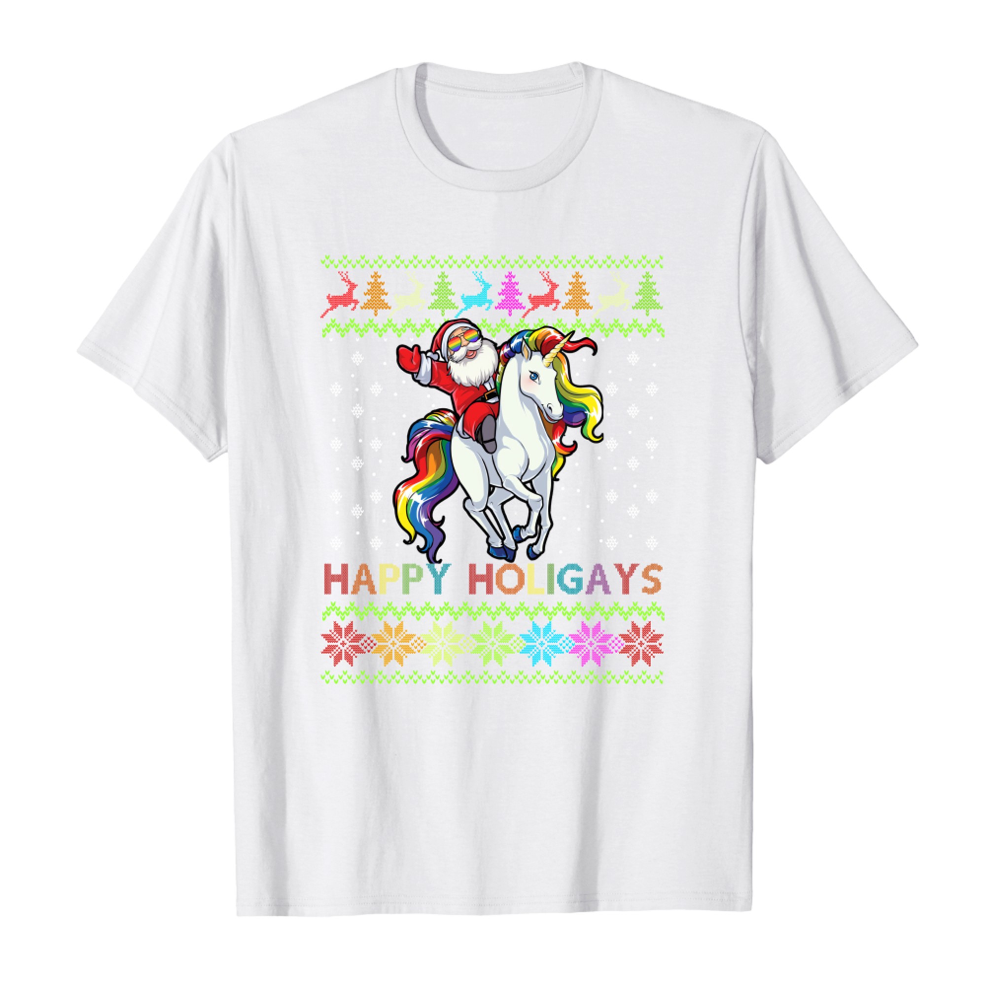 Gay Christmas Pajamas Santa Riding Unicorn Happy Holigays
