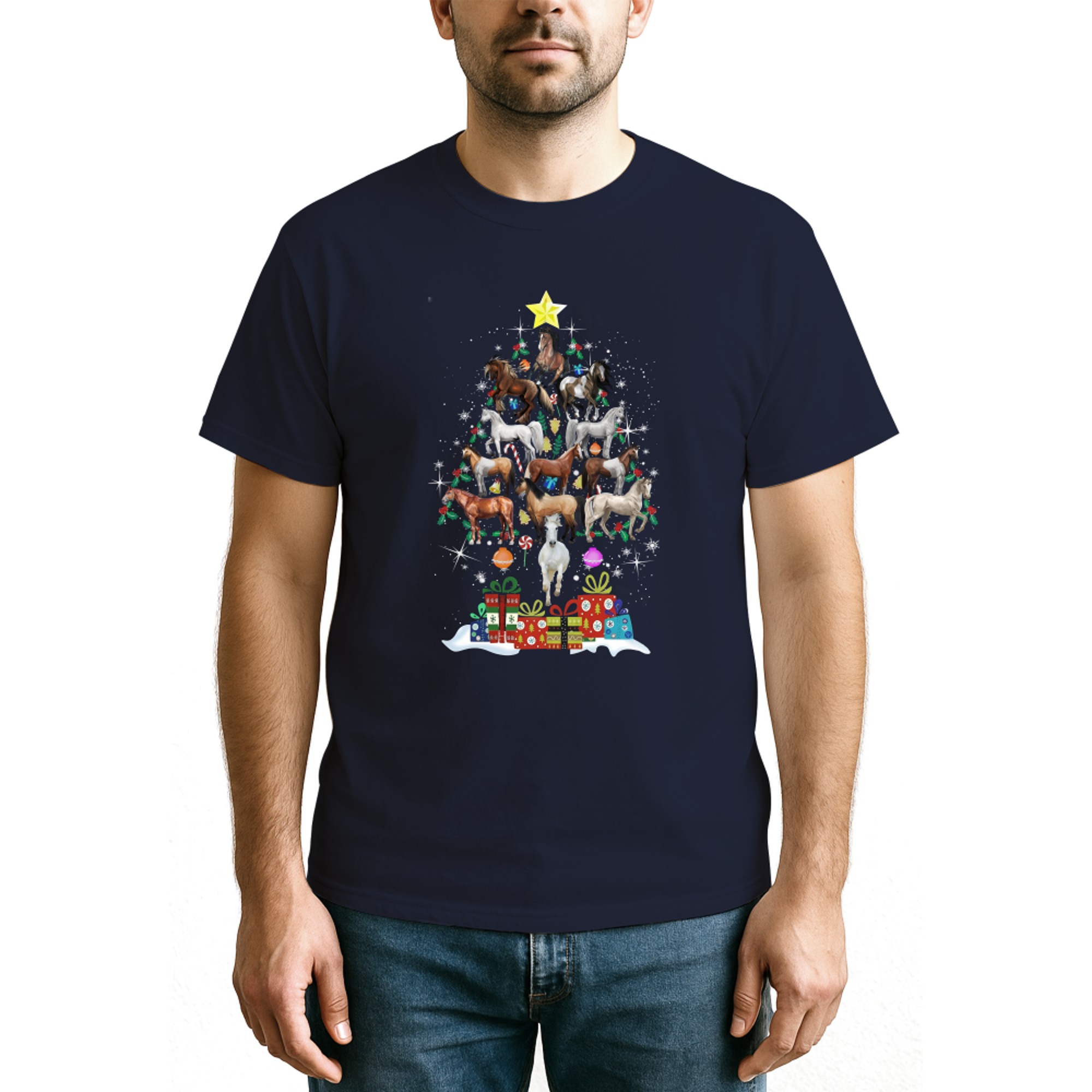 Horse Pine Tree Merry Christmas copy